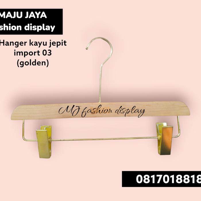 Gambar Hanger kayu jepit import 03 (golden) - Natural, Bulat dari MJ fashion display undefined Tokopedia
