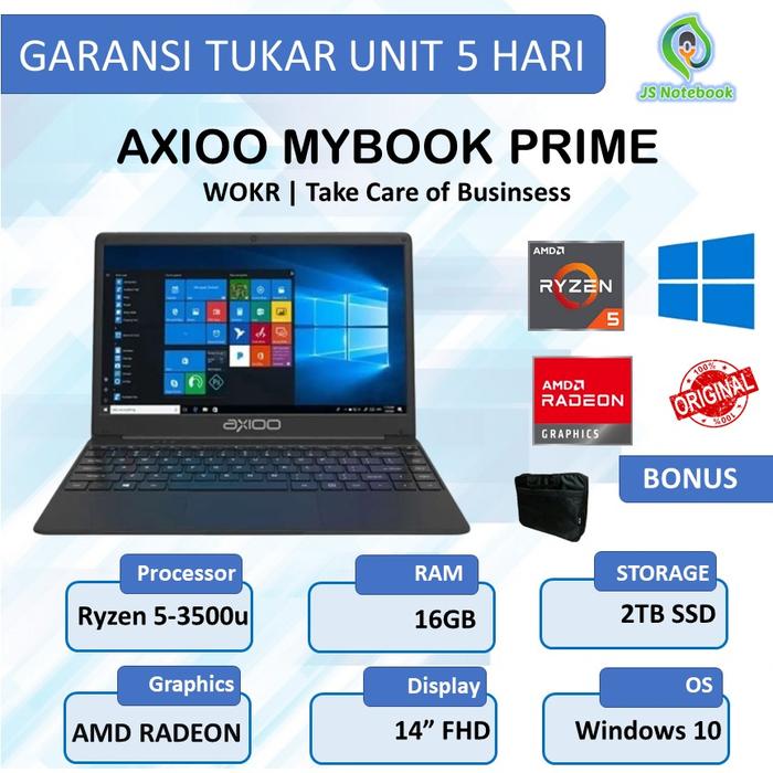 Promo Laptop TKDN Axioo Mybook Prime Ryzen 5-3500u 16GB 2TB SSD