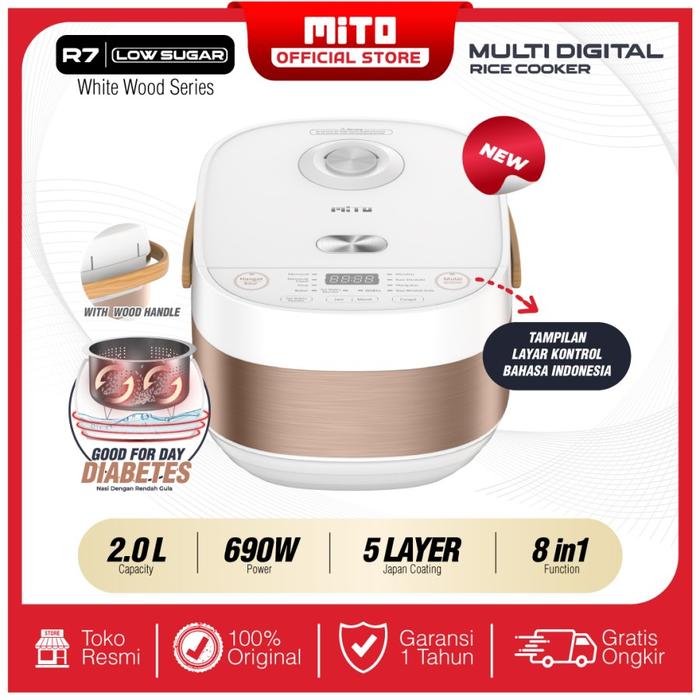 Gambar MITO R7 Low Sugar Rice Cooker Low Carbo Digital 8-in-1 - Garansi Resmi - White dari Maxi Store Makassar undefined Tokopedia