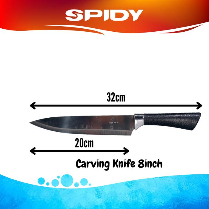 Gambar SPIDY Pisau Dapur Serbaguna Stainless Steel Gagang ABS Anti Slip - 8 inch dari SPIDY Home undefined Tokopedia