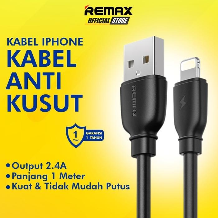 Gambar REMAX SUJI PRO KABEL DATA LIGHTNING RC-138I FAST CHARGING 2.4A - Hitam dari Karawang Computer undefined Tokopedia