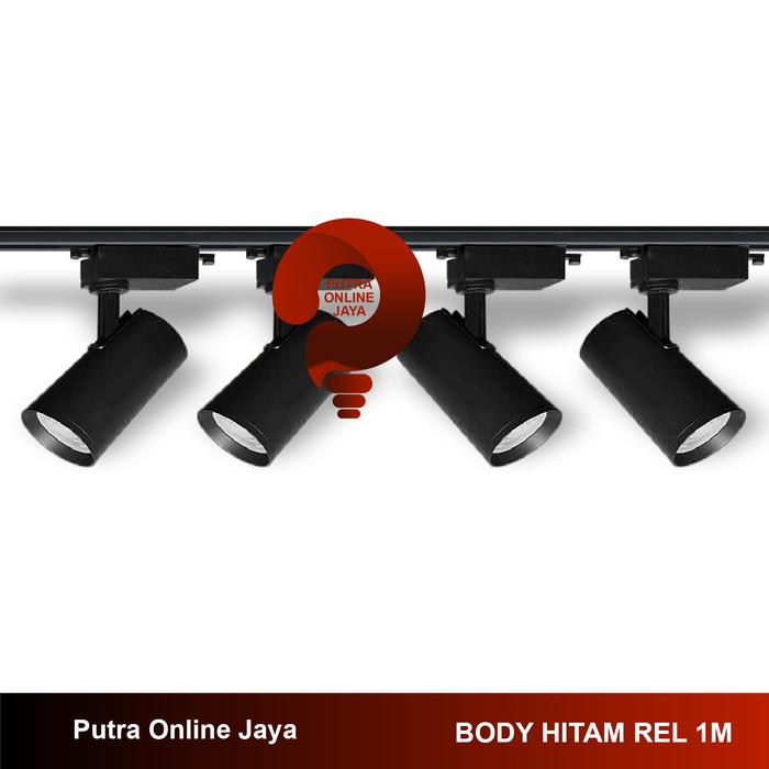 Gambar Paket Lampu Sorot 1 set isi 4 + Rel LED Track Light Rel Spotlight - Body Hitam 1M, WarmWhite dari PUTRA ONLINE JAYA undefined Tokopedia