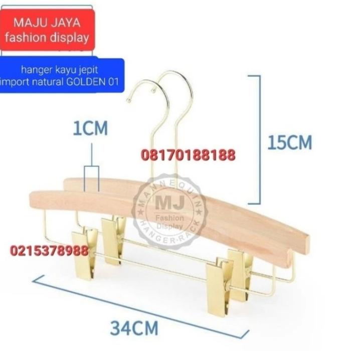 Gambar Hanger kayu jepit import 01 (golden) - Natural, Bulat dari MJ fashion display undefined Tokopedia