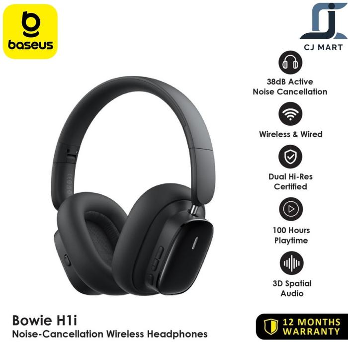 Gambar Baseus Bowie H1i Noise-Cancellation Wireless ANC Headphone - Cluster Black dari CJMART99 undefined Tokopedia