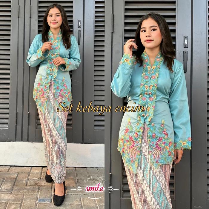 Gambar SETELAN KEBAYA ENCIM BORDIR CENDRAWASIH KATUN TOYOBO+ROK M-3L LD 120 - SET WARDAH, M dari Momme Collection undefined Tokopedia