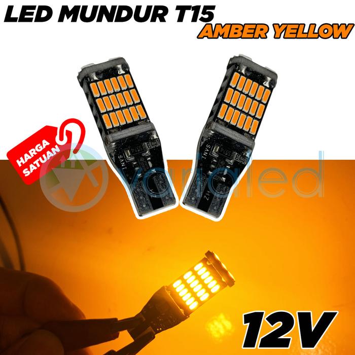 Gambar Lampu mundur T15 45 titik SMD putih 12v super terang LED senja mobil - T15 amber yello dari varialed.id undefined Tokopedia