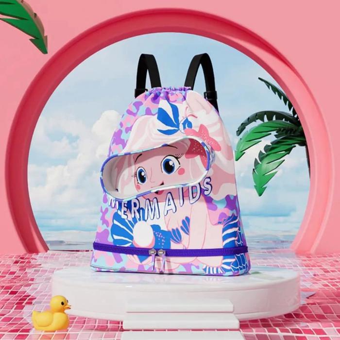 Gambar tas ransel serut renang anak multifungsi tahan air waterproof swimming - mermaid dari ohmykiddos undefined Tokopedia