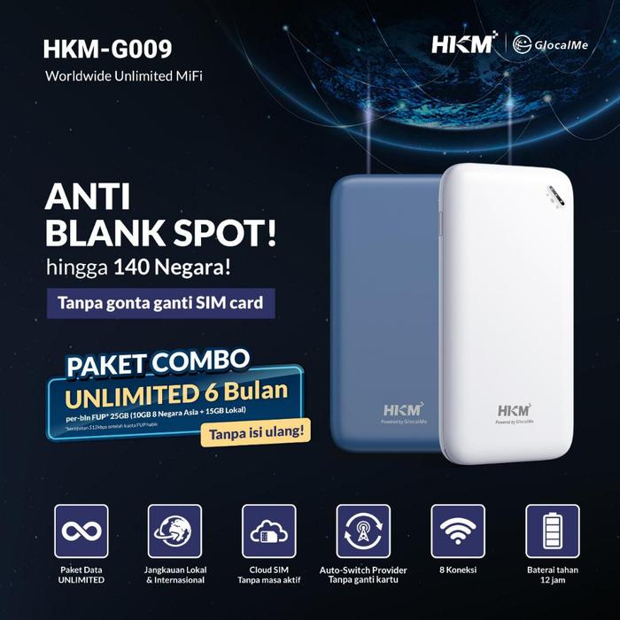 Gambar Modem Mifi Mobile Wifi Unlock HKM G008 4G LTE Free XL Go IZI 60GB - White dari Jiwalu undefined Tokopedia