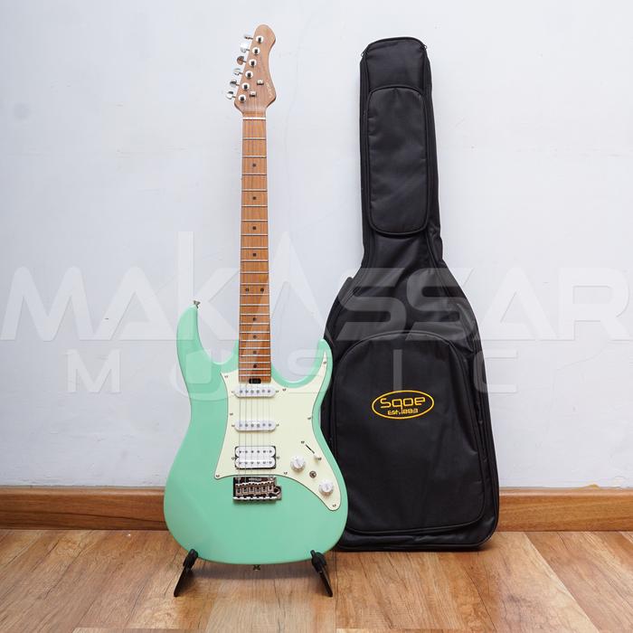 Gambar SQOE SEIB400 HSS Strat Electric Guitar with Roasted Maple Neck - Surf Green dari Makassar Music undefined Tokopedia