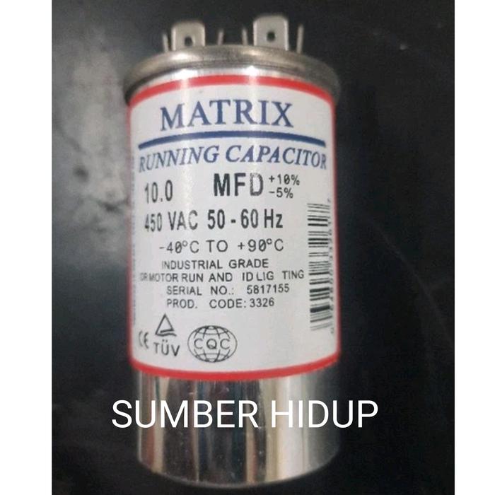 Jual Kapasitor AC 10uf 450Vac Matrix Running Capasitor Capasitor 10 UF ...