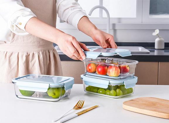 Gambar Toples Lunch Box Bentuk Kotak Bahan Kaca Tepak Borosilicat Glass Bekal - no sekat 1040ml dari Nakita Official Store undefined Tokopedia