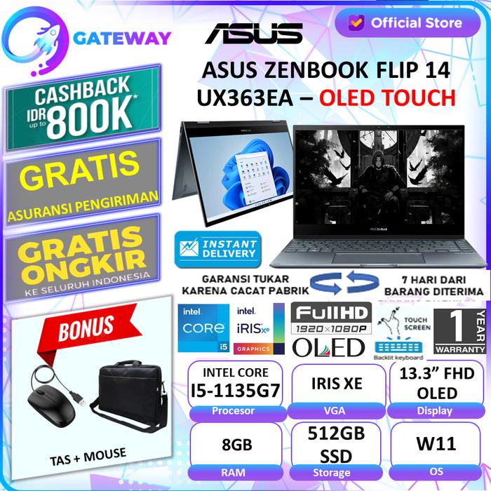 Gambar Asus Zenbook Flip 13 UX363EA OLED 2in1 Touch i5 1135G7 8GB 512SSD FHD - NON BUNDLING dari Gateway Indonesia Comp undefined Tokopedia