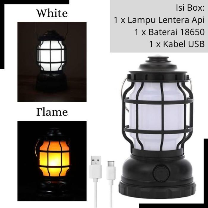 Gambar Lampu Camping Retro Rechargeable Lentera Petromak LED Outdoor Anti Air - 2 Mode Cahaya dari Surya Bright undefined Tokopedia