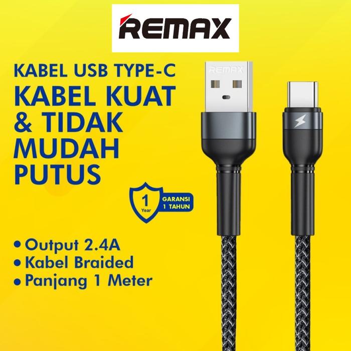 Gambar REMAX JANY KABEL DATA TYPE C RC-124A FAST CHARGING CABLE 2.4A - Hitam dari Karawang Computer undefined Tokopedia