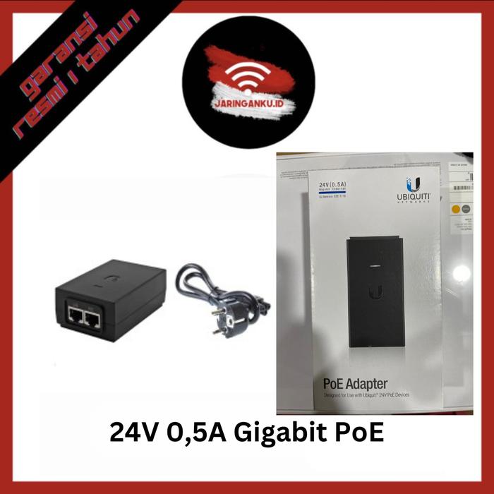 Gambar Ubiquiti PoE Adapter 24V 0.5A Gigabit / UBNT UniFi POE-24-12W-G - Hitam dari Jaringanku id undefined Tokopedia