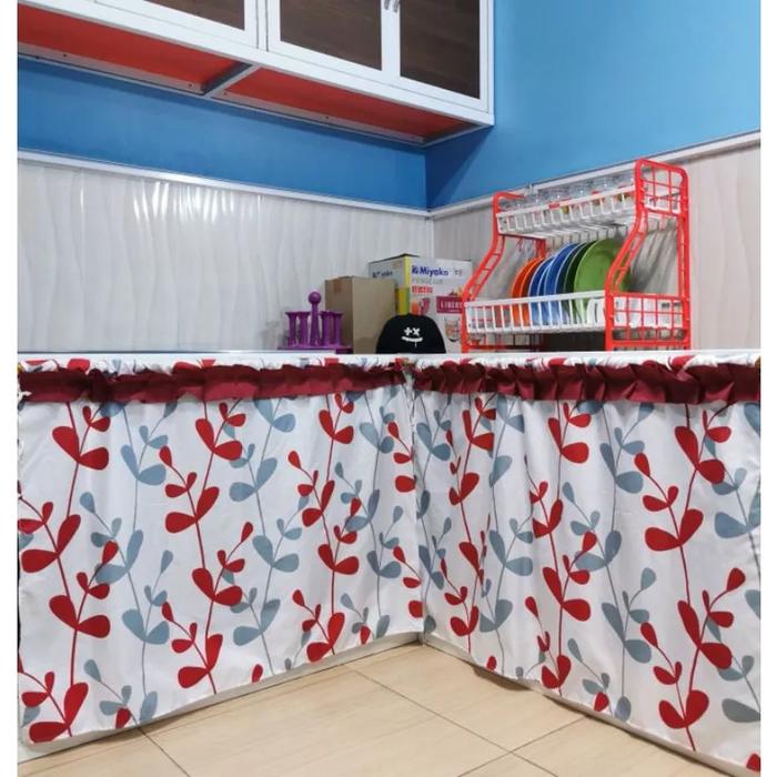 Gambar Grosir Gorden Kolong Dapur Bawah Meja Kompor Wastafel Murah COD - Red Montero dari Tokogo77 undefined 5 Tokopedia