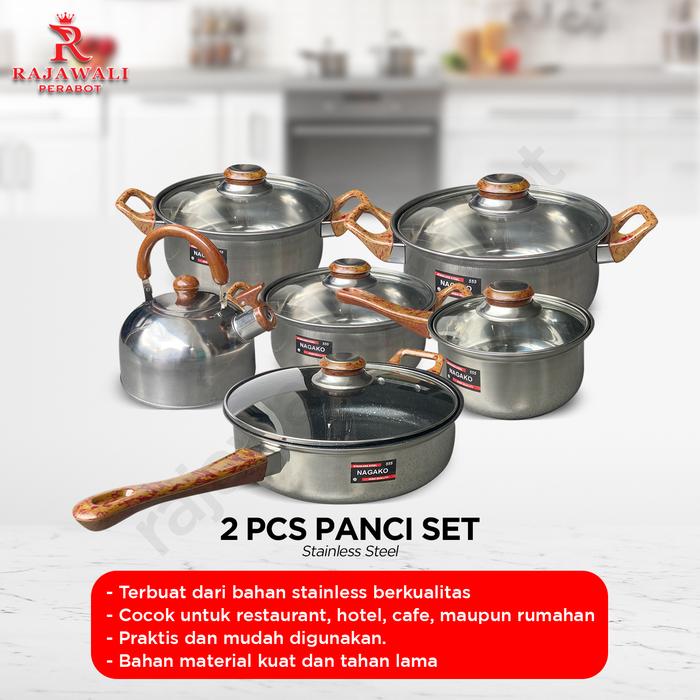 Gambar Panci Set 12 Pcs Stainless Cookware Set Nagako dari Rajawali Perabot undefined Tokopedia
