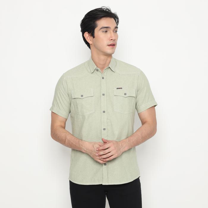 Gambar FR James Kemeja Basic Oxford Double Pocket Lengan Pendek Pria - Light Olive, XXL dari FR James Official Store undefined Tokopedia