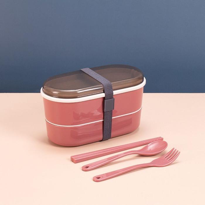 Gambar Tempat Makan 5 Sekat Lunch Box Stainless Anti Tumpah dan Tahan Panas - 2 Susun Maroon dari HomewareIndonesia undefined Tokopedia