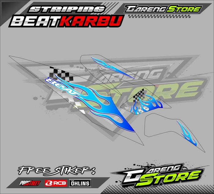 Gambar STRIPING VARIASI BEAT KARBU API STYLE / STIKER LIST VARIASI BEAT KARBU - Biru, HOLOGRAM dari Petrok Striping undefined Tokopedia