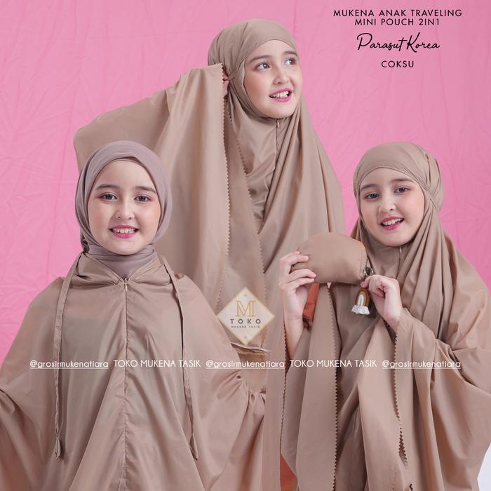Gambar [ TMT ] MUKENA TRAVEL MINI POUCH 2IN1 PARASUT KOREA ANAK TANGGUNG - Coksu dari TOKO MUKENA TASIK undefined Tokopedia