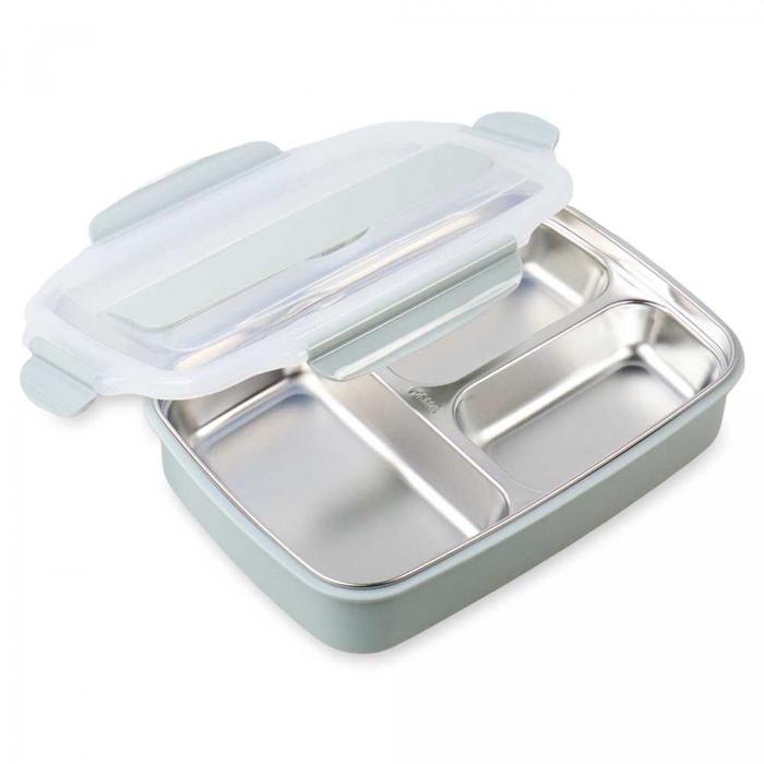 Gambar Kotak Tempat Makan Lunch Box Bekal Anak Stainless Steel Anti Tumpah - Taffhome Biru, 27 x 19.5 x 6.5 dari Panglaris undefined Tokopedia