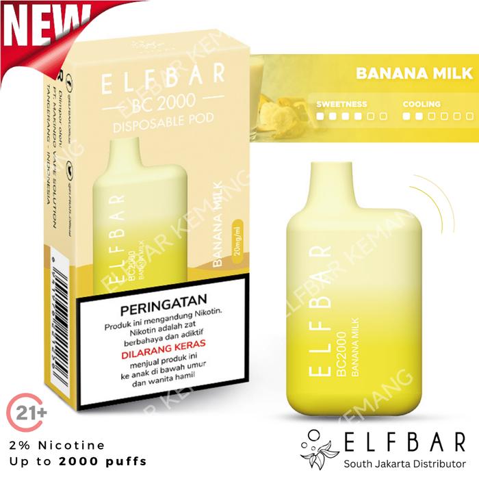 Gambar ELFBAR 2000 Puffs BC2000 | ELF BAR Disposable Pod Vape - Banana Milk dari Elfbar Jakarta undefined Tokopedia