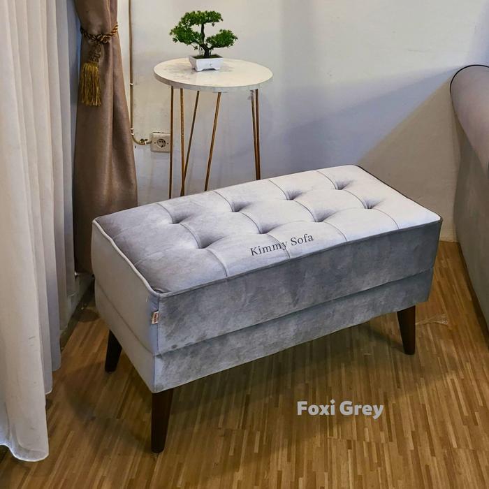 Gambar Sofa Puff Bench / Stool Sofa / Stool Panjang Minimalis - Suede Grey dari KIMMY SOFA undefined Tokopedia