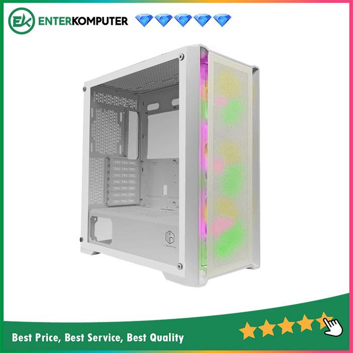 Promo Casing CUBE GAMING SILKA MESH WHITE - ATX - SIDE TEMPERED - FRONT ...
