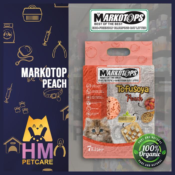 Gambar MARKOTOPS TOFU SOYA cat litter 7L pasir gumpal wangi alas pipis hewan - Peach  dari HM Pet Care undefined Tokopedia