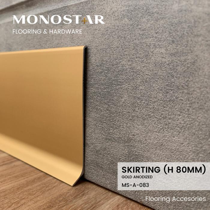 Gambar NEW PLINT SKIRTING ALUMUNIUM MONOSTAR – AKSESORIS LIST LANTAI 8CM X 3M - GOLD dari MONOSTAR.ID undefined Tokopedia