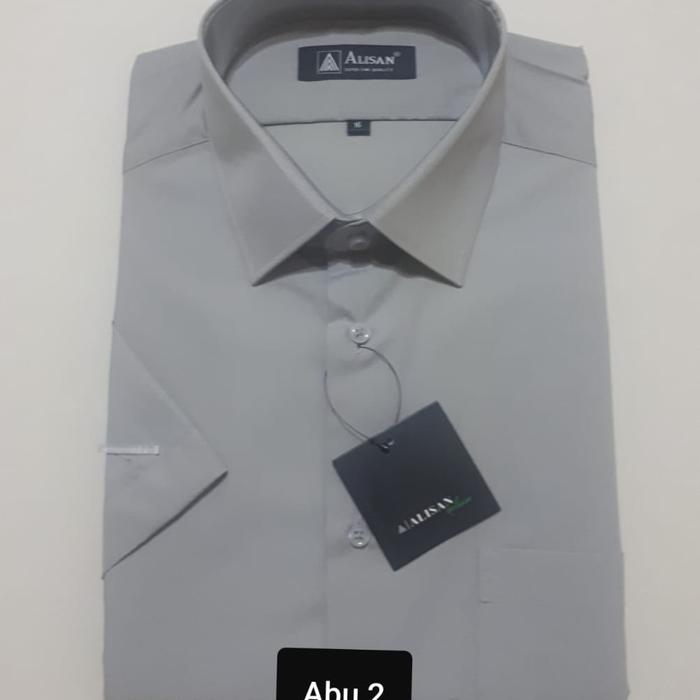 Gambar Alisan Kemeja Pria Putih Polos Jumbo Lengan Pendek Size 16.5 - 17.5 - abu 2, no 17 ( 3XL ) dari Felitastore_NEW undefined Tokopedia