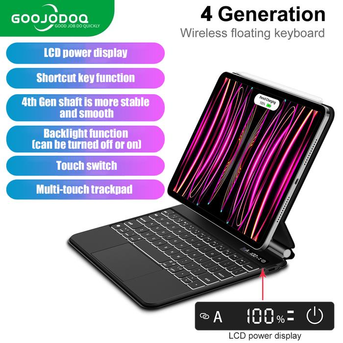 Gambar GOOJODOQ 4th Gen Magic Keyboard for iPad Pro Air4/5 10.9/11" 12.9" - Hitam, iPad Air 10.9" dari Goojodoq Professionals undefined Tokopedia