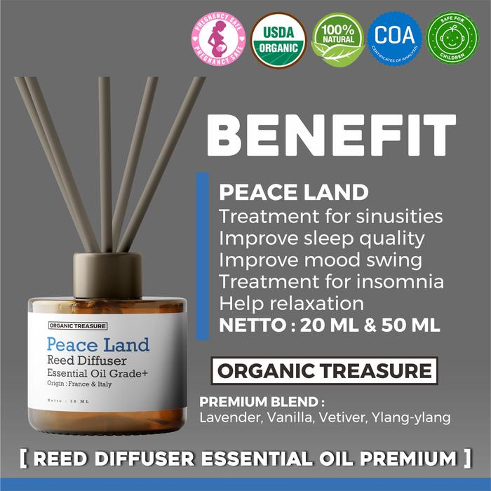 Jual [50 ML] PEACE LAND REED DIFFUSER PREMIUM ESSENTIAL OIL BY: ORGANIC ...