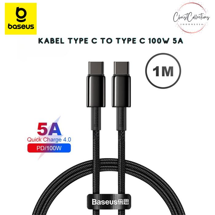 Gambar BASEUS KABEL DATA TYPE C TO TYPE C 100W FAST CHARGING LAPTOP MACBOOK - 100CM dari ChristCollections7 undefined Tokopedia