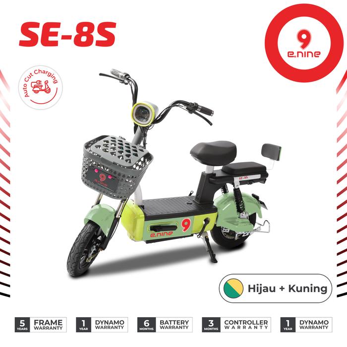 Gambar E-NINE SEPEDA LISTRIK SE-8s - Hijau Kuning dari Enine Indonesia undefined Tokopedia