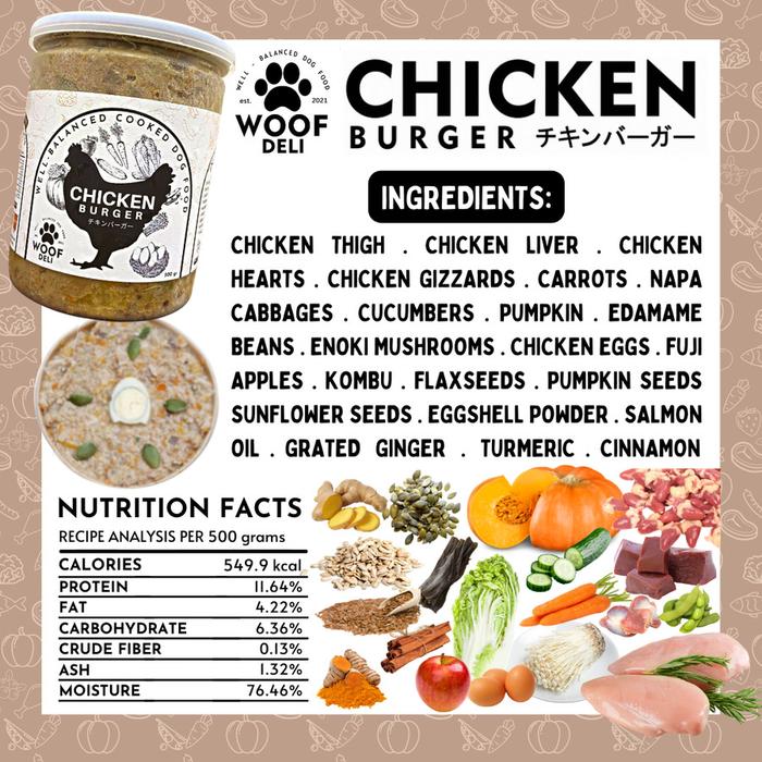 Gambar WOOF DELI Duck Betutu Beef Bibimbap Pork Dumpling Rabbit Cooked Food - Chicken Burger, 100 gram dari Furriends.id undefined Tokopedia