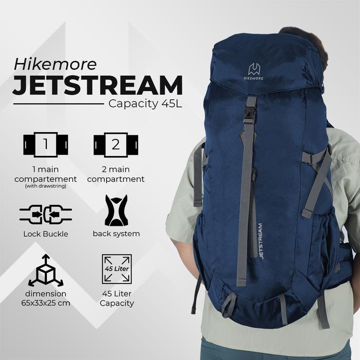 Gambar Hikemore Tas Ransel Gunung Carrier Jetstream Hiking Outdoor 45L - HM NAVY dari Hikemore undefined Tokopedia