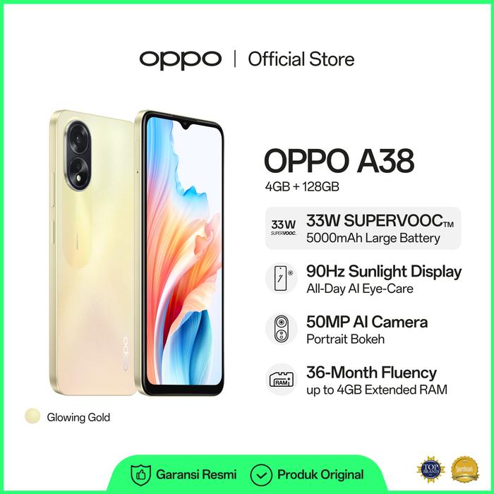 Gambar OPPO A38 4GB/128GB (Garansi Resmi) - Gold dari OPPO Store Indonesia undefined Tokopedia