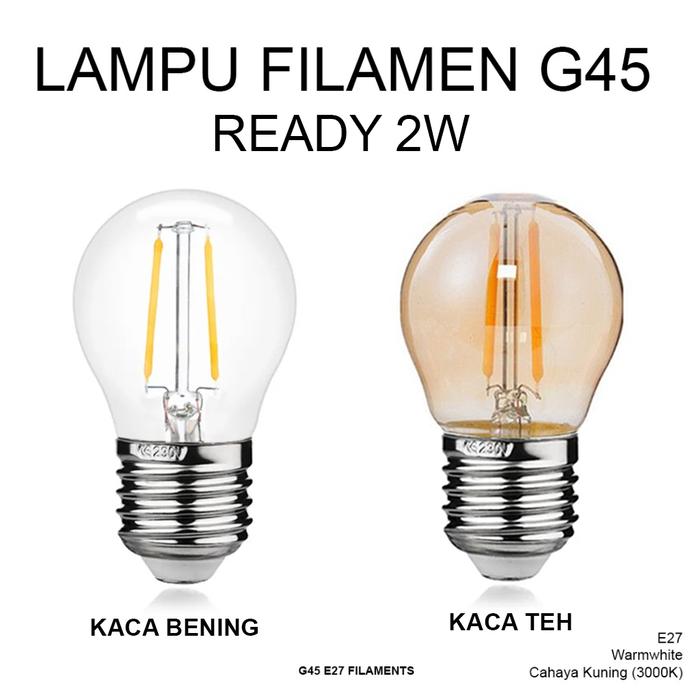 Gambar Lampu Bulb LED Filamen Edison Vintage G45 2 4 Watt 2W 4W Fitting E27 - 2 Watt, Kaca Teh dari Sie Ibin Store undefined Tokopedia