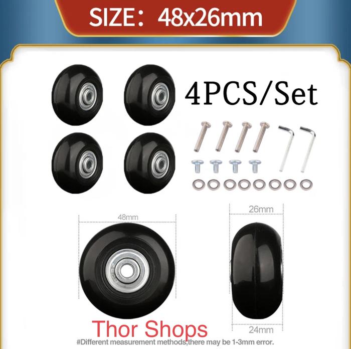 Gambar 4 roda set koper pengganti replacement wheel all size - 48mm dari Thor Shops undefined Tokopedia