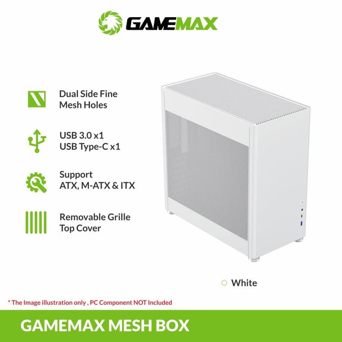 Meshbox Jual GAMEMAX MESHBOX ATX GAMING CASE BLACK WHITE - Putih - Jakarta ...