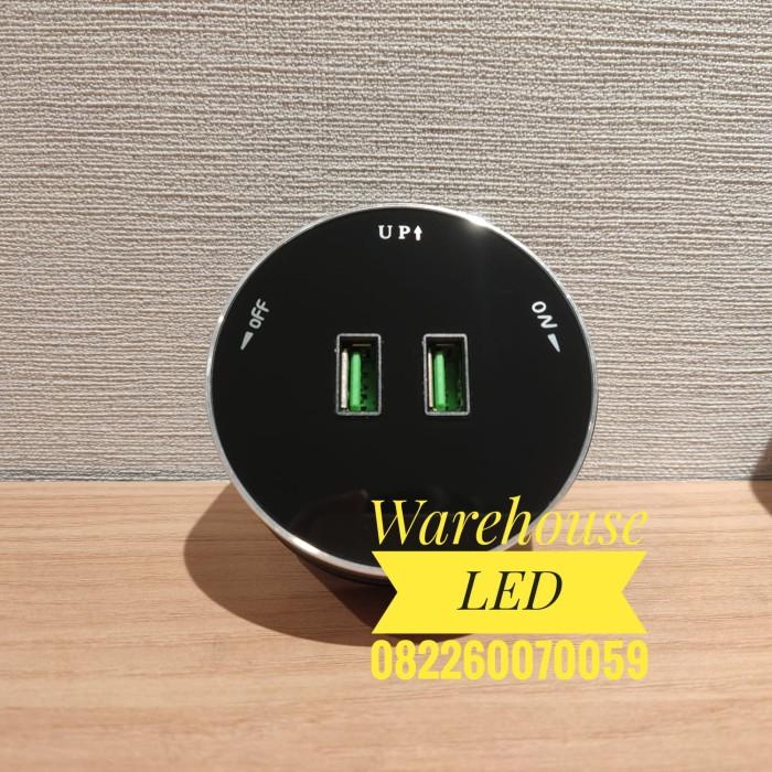 Gambar Stop Kontak Meja Rell Track Socket Rel Inbow Outbow Silver Hitam 60 80 - MDL 2USB HITAM dari Warehouse LED undefined Tokopedia