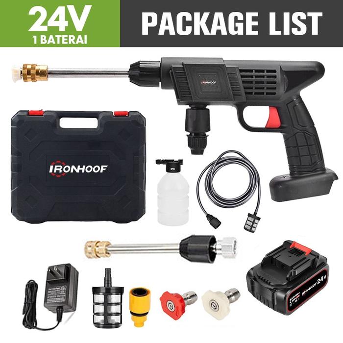 Gambar IRONHOOF 24V Alat Cuci Motor Mobil Jet Cleaner Alat Cuci Motor Mobil - Style A max, 24V+48V baterai dari IRONHOOF shop. undefined Tokopedia