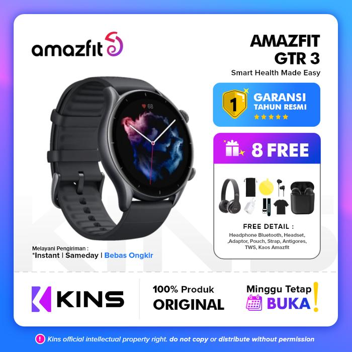 Gambar Amazfit GTR 3 Pro Smartwatch Fashion Business Watch Garansi Resmi - GTR 3 Black, 2 Bonus dari KINS Indonesia undefined Tokopedia