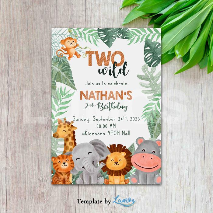 Gambar KARTU UNDANGAN ULANG TAHUN ANAK - JUNGLE 3 - SMALL dari Lumos Birthday Bash undefined Tokopedia
