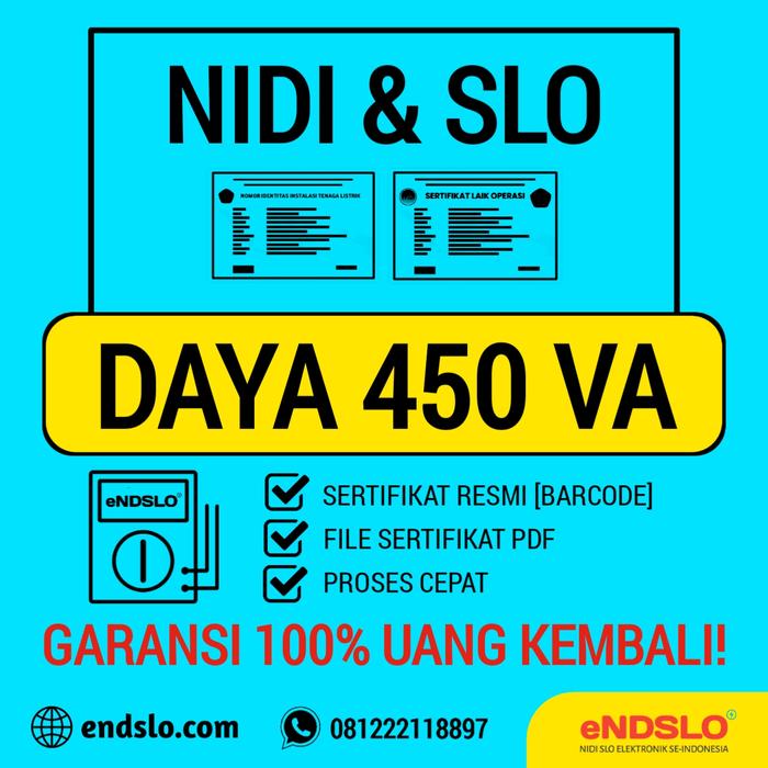 Gambar NIDI SLO SATU PAKET - DAYA 900 VA UNTUK PASANG BARU & TAMBAH DAYA PLN - DAYA 450 dari Endslo undefined Tokopedia