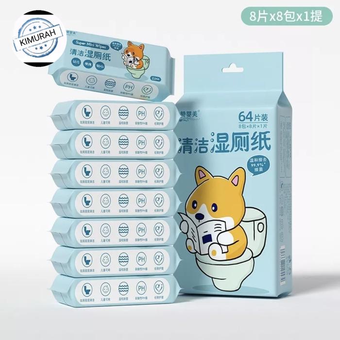 Gambar PROMO TISU BASAH MINI TRAVEL / TISSUE BASAH TRAVEL 8IN1 / TISUE TRAVEL - DOG BIRU dari KIMURAH undefined Tokopedia
