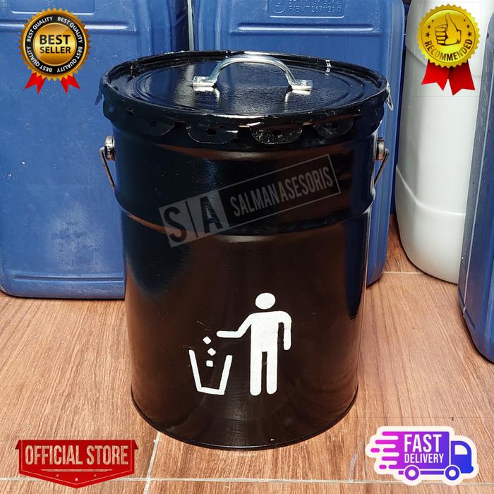 Gambar Pail Ember Kaleng Cat 25 Kg Tempat Sampah 20 Liter - Hitam Logo dari Salman Asesoris undefined Tokopedia
