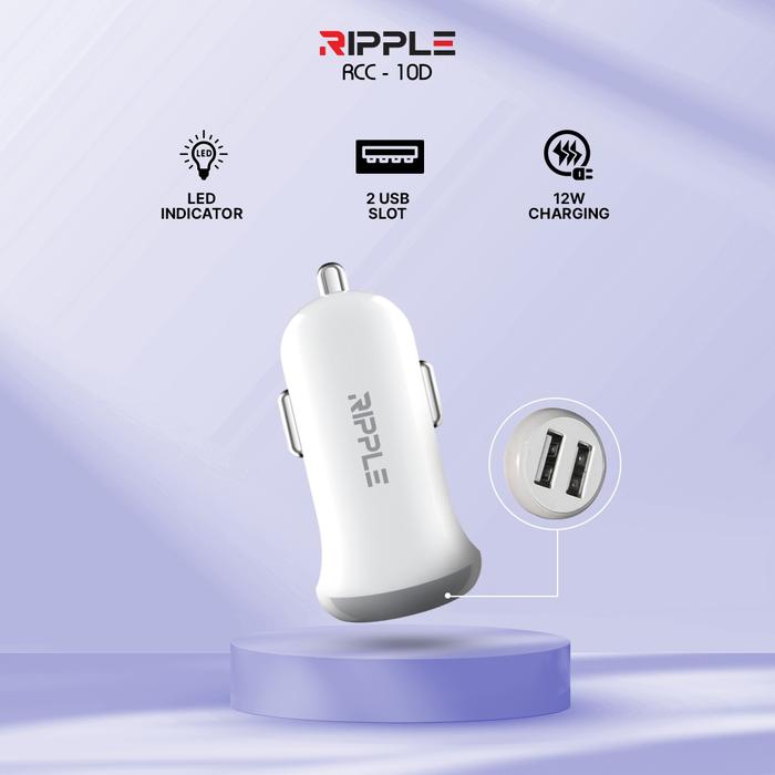 Gambar Ripple Car Charger 2 Port Fast Charging 12W 24W COD - 12W dari Ripple Official Shop undefined Tokopedia